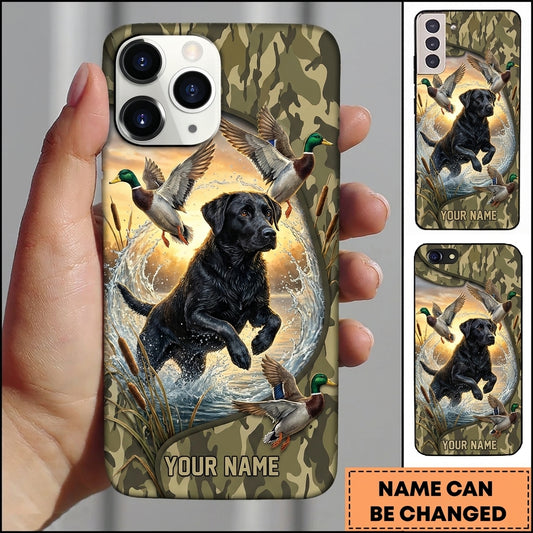 Maxcorners Splashing Retriever Mallard Chase Duck Hunting Multiple Dog Breeds Personalized Name Phone Case