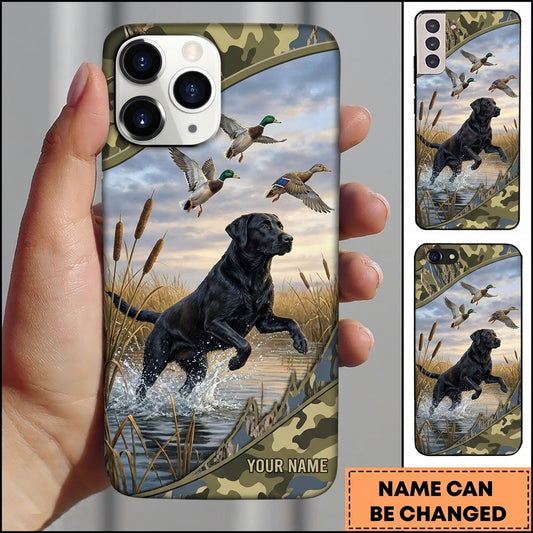 Maxcorners Flying Ducks Water Splash Duck Hunting Multiple Dog Breeds Personalized Name Phone Case