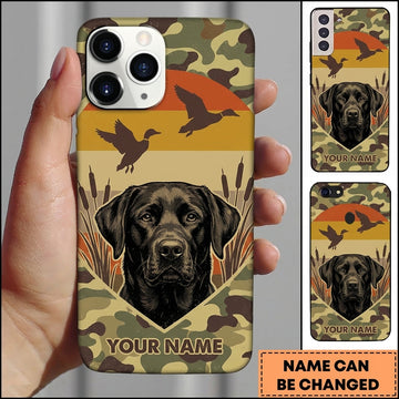 Maxcorners Sunset Camo Waterfowl Emblem Duck Hunting Multiple Dog Breeds Personalized Name Phone Case