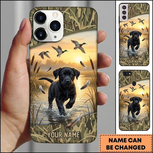 Maxcorners Sunset Waterfowl Splash Duck Hunting Multiple Dog Breeds Personalized Name Phone Case