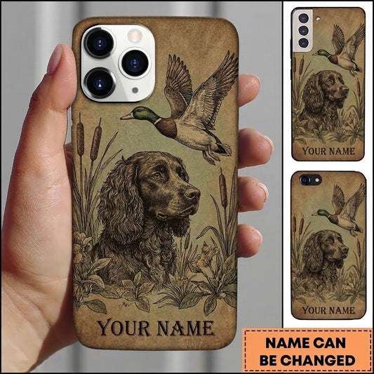 Maxcorners Vintage Sketch Duck Retriever Duck Hunting Multiple Dog Breeds Personalized Name Phone Case