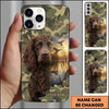 Maxcorners Woodland Camo Retriever Portrait Duck Hunting Multiple Dog Breeds Personalized Name Phone Case