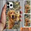 Maxcorners Woodland Camo Retriever Portrait Duck Hunting Multiple Dog Breeds Personalized Name Phone Case