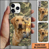 Maxcorners Woodland Camo Retriever Portrait Duck Hunting Multiple Dog Breeds Personalized Name Phone Case