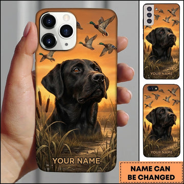 Maxcorners Orange Sunset Retriever Portrait Duck Hunting Multiple Dog Breeds Personalized Name Phone Case