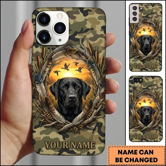 Maxcorners Golden Sunset Retriever Wreath Duck Hunting Multiple Dog Breeds Personalized Name Phone Case
