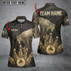 Maxcorners Black and Gold Lion Tribal Bowling Polo, 1/4 Zip Shirts For Men Custom Retro Bowling Team Jerseys