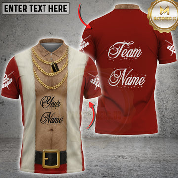 Maxcorners Billiard Shirt 8 Ball  Funny Santa Muscle Chest Gold Chain Costume Multi Options Personalized Name, Team Name 3D Shirt