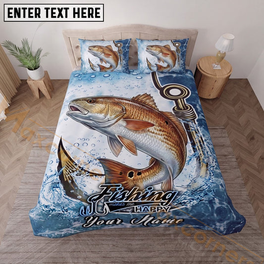 Maxcorners Fishing Icy Water Splash Personalized Name Unisex 3D Bedding Set