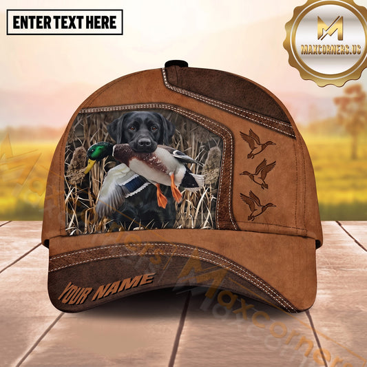 Maxcorners Duck Hunting Dog Mallard Retriever Rustic Leather Multiple Options Personalized Name Hunting Cap