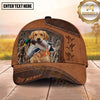 Maxcorners Duck Hunting Dog Mallard Retriever Rustic Leather Multiple Options Personalized Name Hunting Cap
