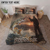 Maxcorners Fishing Sunset Angler Personalized Name Unisex 3D Bedding Set