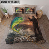 Maxcorners Fishing Sunset Angler Personalized Name Unisex 3D Bedding Set