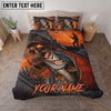 Maxcorners Fishing Skull Sunset Personalized Name Unisex 3D Bedding Set