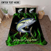 Maxcorners Fishing Green Flame Personalized Name Unisex 3D Bedding Set