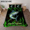 Maxcorners Fishing Green Flame Personalized Name Unisex 3D Bedding Set