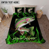 Maxcorners Fishing Green Flame Personalized Name Unisex 3D Bedding Set