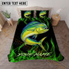 Maxcorners Fishing Green Flame Personalized Name Unisex 3D Bedding Set