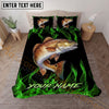 Maxcorners Fishing Green Flame Personalized Name Unisex 3D Bedding Set