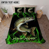 Maxcorners Fishing Green Flame Personalized Name Unisex 3D Bedding Set