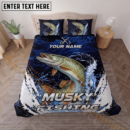 Maxcorners Fishing Anchor Wave Personalized Name Unisex 3D Bedding Set