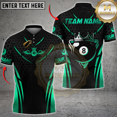 Maxcorners Billiards Golden 8 Ball King Crown Multicolor Options Personalized Name, Team Name Unisex 3D Shirt