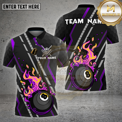 Maxcorners Billiards Flaming 8 Ball Fire Trail Multicolor Options Personalized Name, Team Name Unisex 3D Shirt