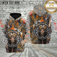 Maxcorners Moose Hunting Camo Target Scope Hoodie Multi Options Personalized Name, Team Name 3D Shirt
