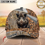 Maxcorners Hunting Grass Brown Camo Style 3D Personalized Name 3D Cap (Deer/Moose/Boar/Bear)