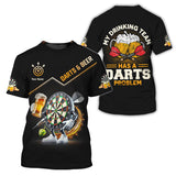 Maxcorners My Drinking Team Has A Darts Problem-Animated Dartboard Holding Beer T Shirt, Gift For Darts Lovers LM0509