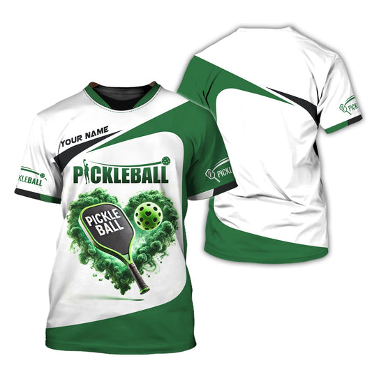 Maxcorners Custom Pickleball Player Personalized Name 3D Greenheart T-Shirts, Pickleball Polo Shirt, Gift For Pickleball Player