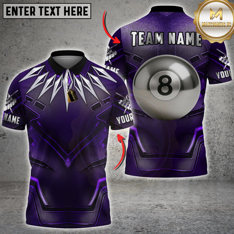 Maxcorners Billiard Shirt Panther Suit Purple Vibranium Style 8 Ball Design Multicolor Options Personalized Name, Team Name Unisex 3D Shirt