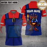 Maxcorners Bowling Shirt King Flame Ball Cartoon Overall Design Multi Options Personalized Name, Team Name 3D Shirt