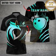 Maxcorners Bowling Royal Gold Eagle Crown Black Pattern Multioptions Personalized Name, Team Name Unisex 3D Shirt