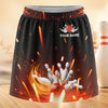 Maxcorners Bowling Flaming Pins Strike Personalized 3D Skort, Skirts With Shorts