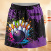Maxcorners Bowling Purple Paint Splash Personalized 3D Skort, Skirts With Shorts