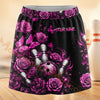 Maxcorners Bowling Purple Butterfly Rose Skull Personalized 3D Skort, Skirts With Shorts