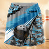 Maxcorners Bowling Blue Camo Speed Personalized 3D Skort, Skirts With Shorts