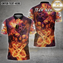 Maxcorners Bowling Fire Skull Flame Effect Multioptions Personalized Name, Team Name Unisex 3D Shirt (4 Colors)