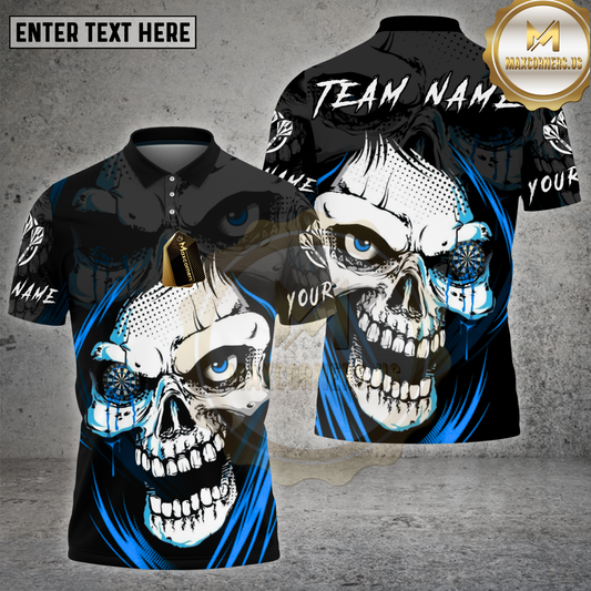 Maxcorners Darts Shirt Skull Face Eyes Multioptions Personalized Name, Team Name Unisex 3D Shirt (4 Colors)