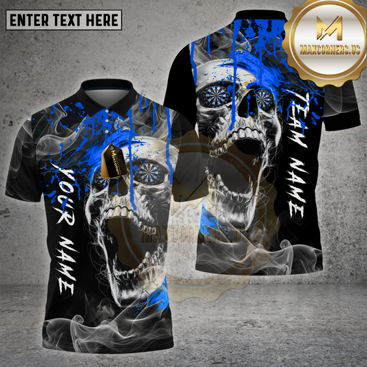 Maxcorners Darts Shirt Horror Skull Smoke Fire Multioptions Personalized Name, Team Name Unisex 3D Shirt (4 Colors)