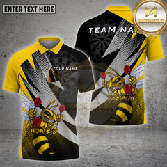 Maxcorners Darts Shirt Buzzing Yellow Bee Cartoon Personalized Name, Team Name Unisex 3D Shirt