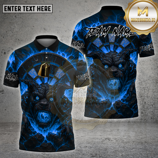 Maxcorners Darts Shirt Demon Dog Fire Flames Multicolor Options Personalized Name, Team Name 3D Shirt (4 Colors)