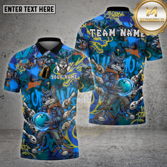 Maxcorners Bowling Shirt Graffiti Wolf Jetpack Pins Multioptions Personalized Name, Team Name Unisex 3D Shirt (4 Colors)