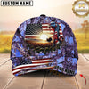 Maxcorners Hunting American Flag Turrkey Sunrise Farm Scene Camo Custom Name 3D Cap (6 Colors)