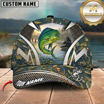 Maxcorners Vintage Tackle Artwork Custom Name Fishing Cap