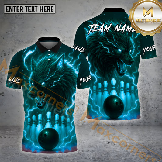 Maxcorners Bowling Wolf Electric Fury Multicolor Options Personalized Name, Team Name 3D Shirt (4 Colors)