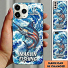 Maxcorners Fishing Phone Case Patriotic Flag Artwork Custom Name Phone Case