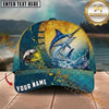 Maxcorners Ocean Blue Gold Splash Custom Name Fishing Cap
