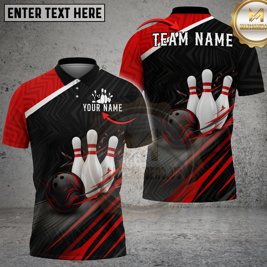 Maxcorners Bowling Strike Motion Graphic Multicolor Options Personalized Name, Team Name 3D Shirt (4 Colors)